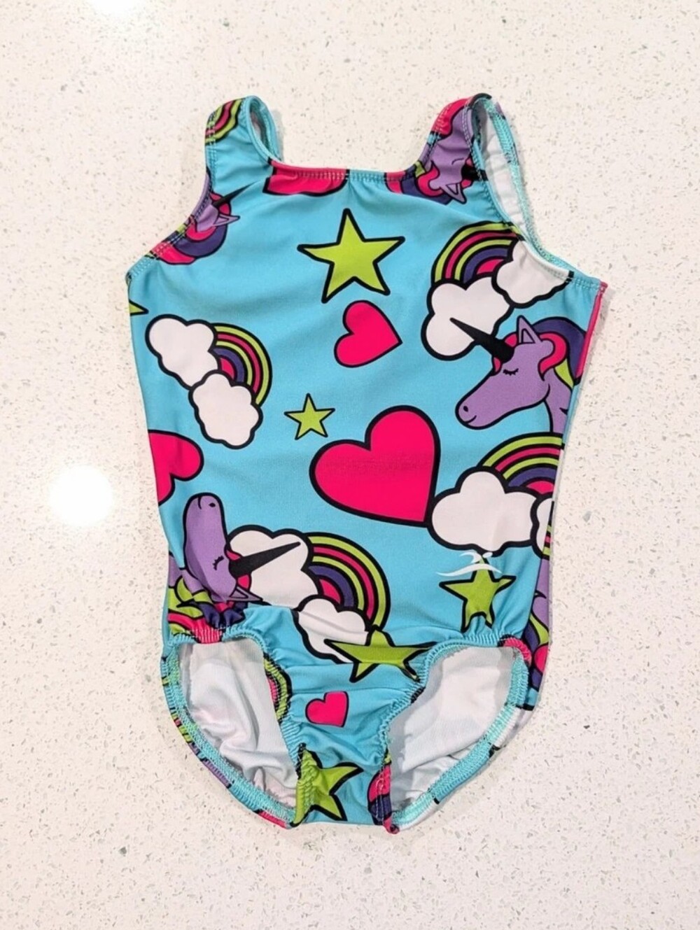 UNICORN Motionwear Gymnastics Dance Leotard CS Small Rainbow Y2K Lisa Frank Styl